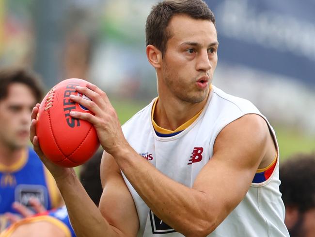 New recruit Tom Doedee at Lions training at Brighton Home Arena on Sunday. Picture Lachie Millard