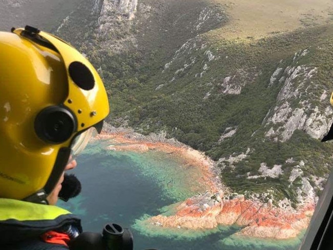 Boat Harbour beach. Surveillance flights of the Westpac Rescue Helicopter conducted by Tasmania Police in relation to people complying with coronavirus movement restrictions.  Picture: TASMANIA POLICE