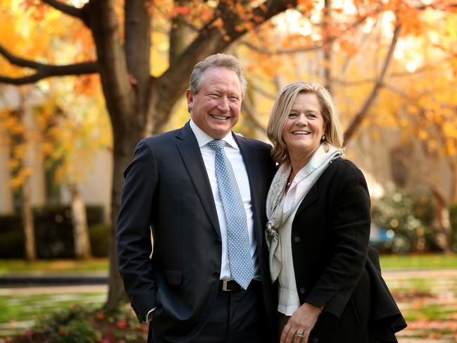 Andrew and Nicola Forrest at Parliament House in Canberra. Picture Kym Smith