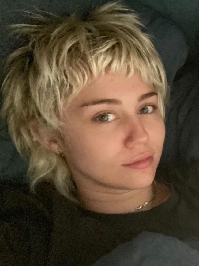 Miley Cyrus debuted a DIY mullet. Picture: Instagram