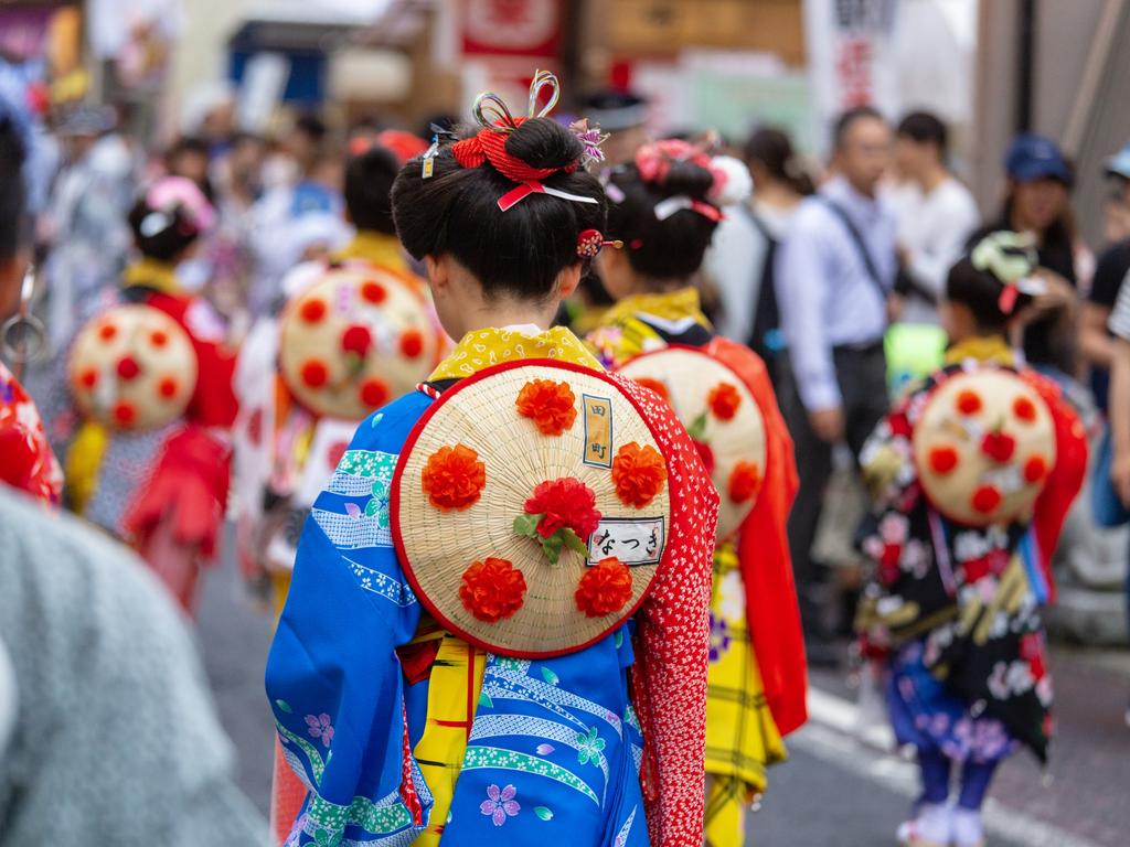 <h2>Downtown Gion, Kyoto</h2><p>The best place in Japan to find yourself face to face with the world-famous elegantly poised Geish&rsquo; or Geiko in local dialect is Kyoto&rsquo;s most famous hanamachi (flower town) - downtown Gion precinct. Around twilight, or much later in the evening, visit the atmospheric traditional laneways around Hanamikoji Street and Pontocho Alley and remain alert and respectful as these serene beings can move at lightning speed. Japan&rsquo;s largest summer festival, <a href="https://www.japan.travel/en/spot/83/" target="_blank" rel="noopener">Gion Matsuri</a> (pictured) annually pulls in millions of tourists, simultaneously triggering dramatic spikes in beer sales!</p><p><strong>Top tour: </strong><a href="https://travel.escape.com.au/activities/detail/gion-walking-tour-by-night?p=1&amp;c=39825P7" target="_blank" rel="noopener">Gion Walking Tour By Night, from $35.</a></p>