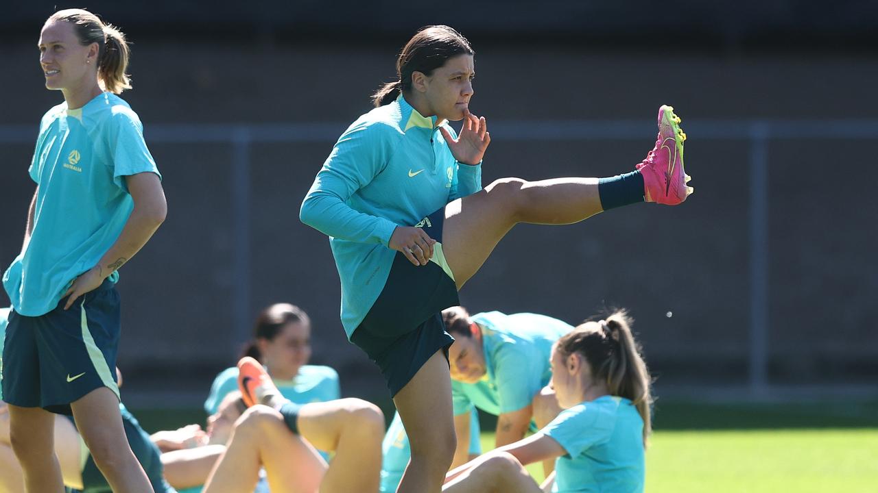 Sam Kerr trained strongly on Friday . (Photo by Chris Hyde/Getty Images)