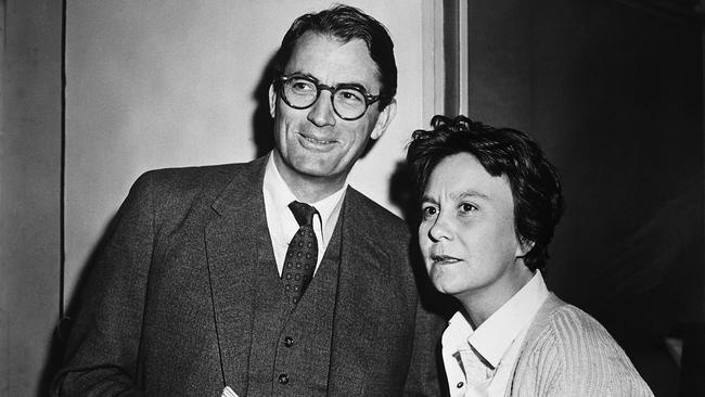 Harper Lee with actor Gregory Peck on the set for To Kill A Mockingbird. Picture: Bettmann/CORBIS
