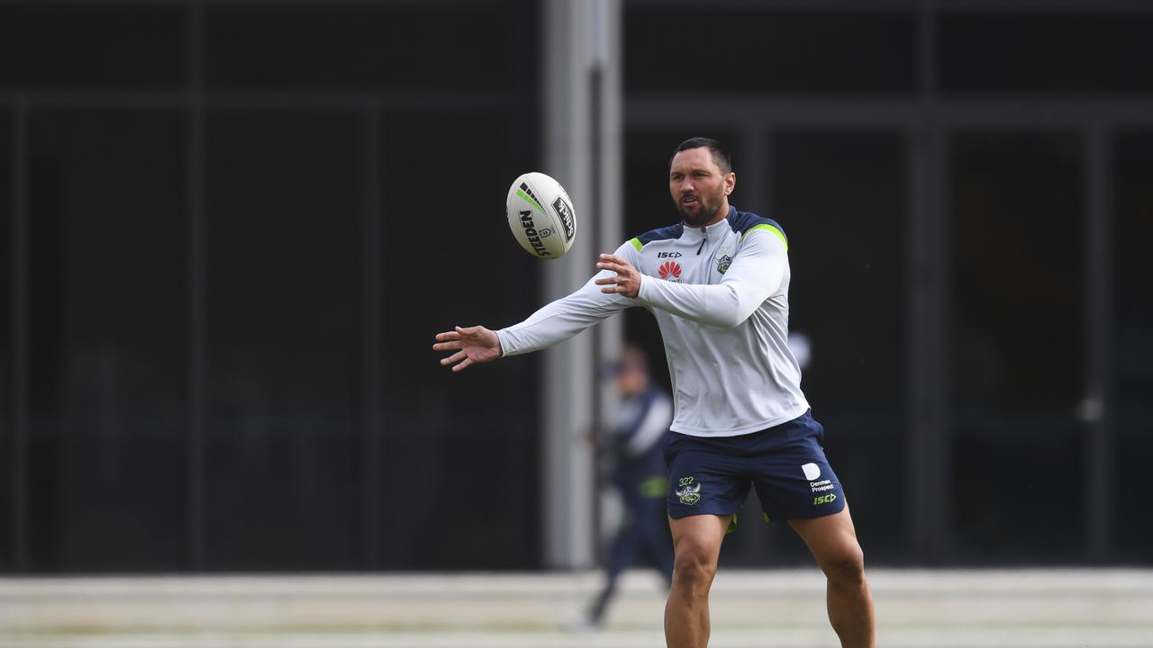 Not just yet... Jordan Rapana won’t be rushed back into Canberra’s NRL side. Picture: AAP