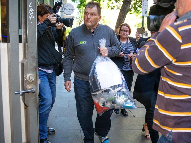 Trolley man Michael Rogers leaves Melbourne Magistrates’ Court on bail. Picture: Mark Stewart