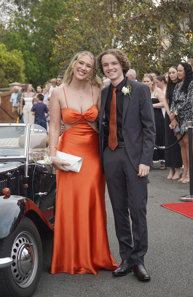 Students arriving in style for the 2024 Glasshouse Christian College formal at Flaxton Gardens.