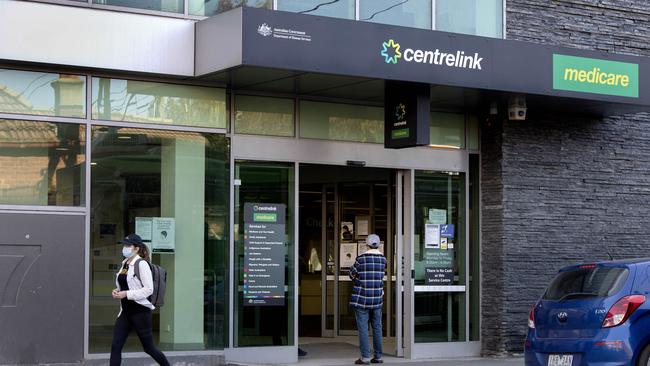 Centrelink in Abbotsford during stage 4 lockdowns in Melbourne. Picture: David Geraghty