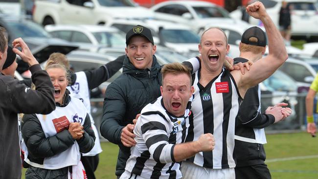 AFL Outer East (Premier) Grand Final: Berwick v Narre Warren. Narre Warren celebrating win. Picture: Josie Hayden