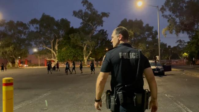 Constable Bradley Lynch on patrol in Alice Springs as part of NT Police’s Community Safety and Engagement Team.