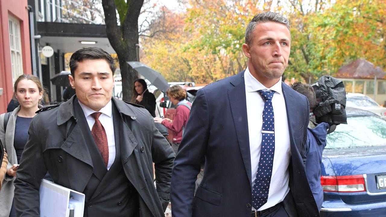 Retired NRL star Sam Burgess (right) successfully fought allegations he drove on a suspended licence. Picture: NCA NewsWire/Simon Bullard.