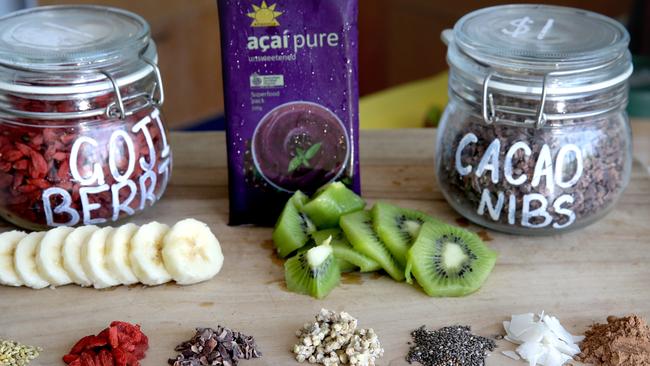 Healthy line up: ingredients for Two Girls One Bowl’s acai bowls.