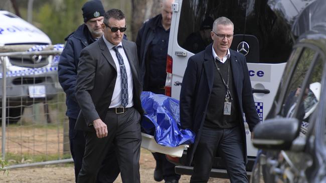 Police and detectives at Hale Conservation Park last month, where Mr Lees’ remains were found. Picture: Roy VanDervegt