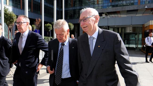 David Williamson, Tim Duncan and Charles Goode leaving the Federal Court. (David Geraghty/The Australian)