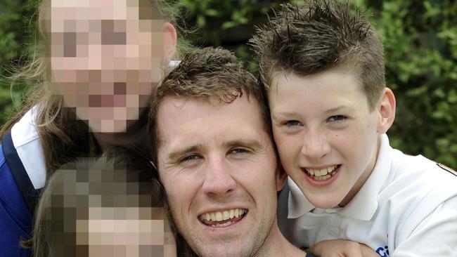 Orren Stephenson and son Patrick, then aged 10. Patrick has now been charged over the murder of Samantha Murphy.