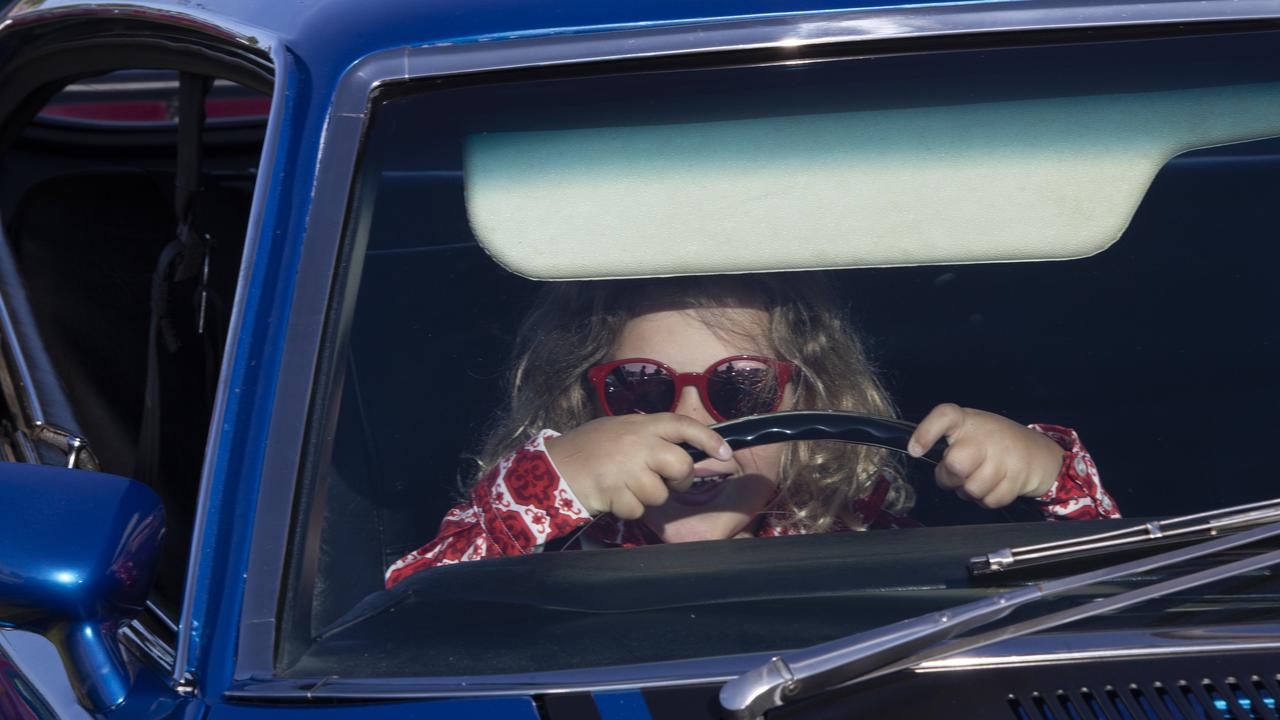 Byron Booth 7 in his dad’s Ford 65 XP Fairmont. Picture: Brett Hartwig