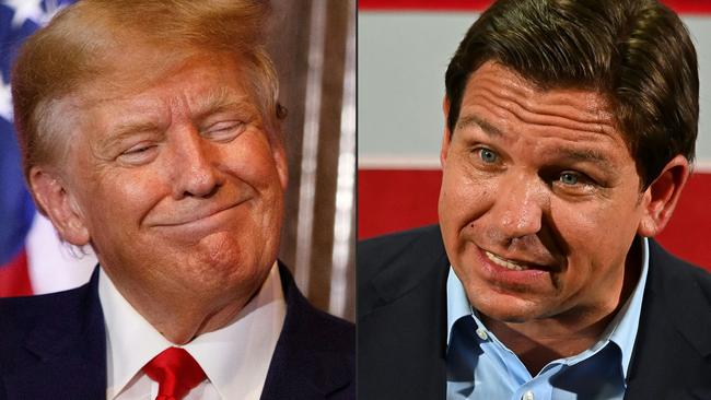 Former US President Donald Trump and Florida Governor Ron DeSantis. Picture: AFP