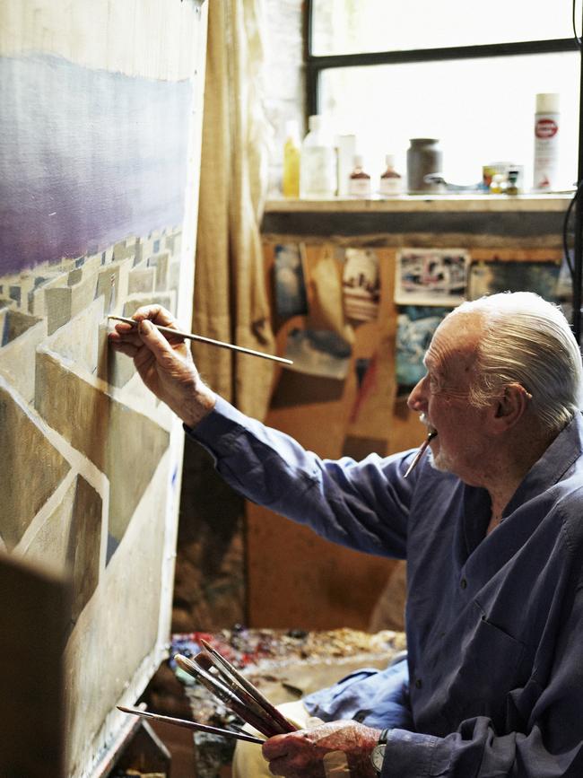 Jeffrey Smart in his studio in Arezzo, Italy, 2011. Picture: Rob Palmer