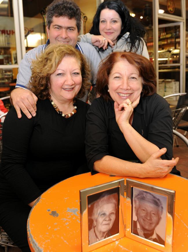 Clockwise from left, Maria, Lee, Emma and Nicci, with a picture of Lucia and Pasquale Rosella. Picture: Advertiser Library