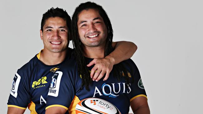 Anthony and Saia Fainga’a in Brumbies kit.