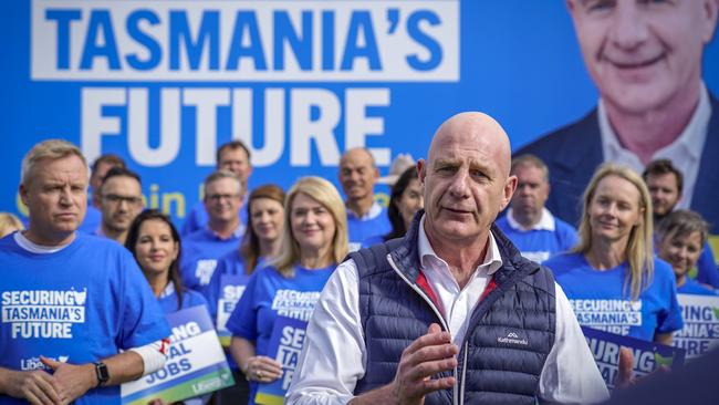 Premier Peter Gutwein at the unveiling of the Liberal Party candidates at Campbell Town. Picture: Rob Burnett