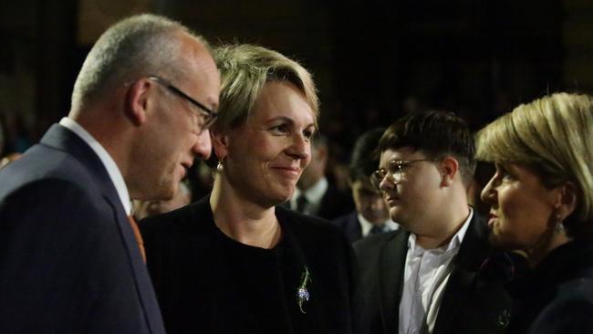 Former NSW Labor leader Luke Foley, deputy federal Labor leader Tanya Plibersek and former foreign minister Julie Bishop at Martin Place. Picture: Bill Hearne