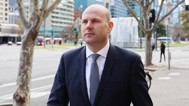 MP Sam Duluk outside the Adelaide Magistrates Court, where he faced a charge of assault against a parliamentary colleague. Mr Duluk was found not guilty of the charge in September. Picture: David Mariuz