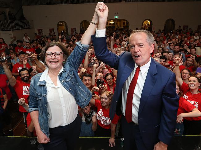 Ged Kearney claims victory in Batman, with Labor leader Bill Shorten. Picture: Ian Currie