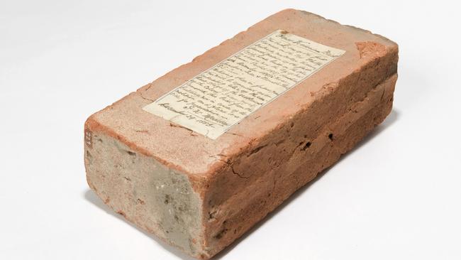 One of the first bricks made in Victoria formed part of the first brick house built near the corner of Queen and Bourke streets in 1837. Picture: City of Melbourne