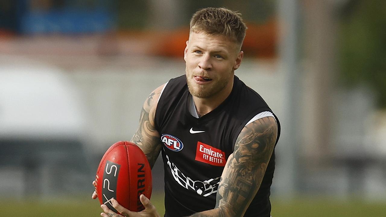 Jordan De Goey had a day out against the Kangaroos. Picture: Daniel Pockett/Getty Images