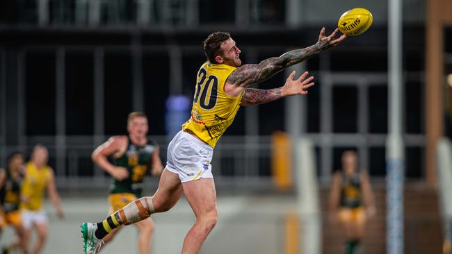 Liam Buxton in the Nightcliff vs St Mary’s 2023-24 NTFL major semi final. Picture: Pema Tamang Pakhrin