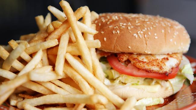 A chicken burger and fries from the popular charcoal chicken shop Frango's turns 25. Picture: Supplied