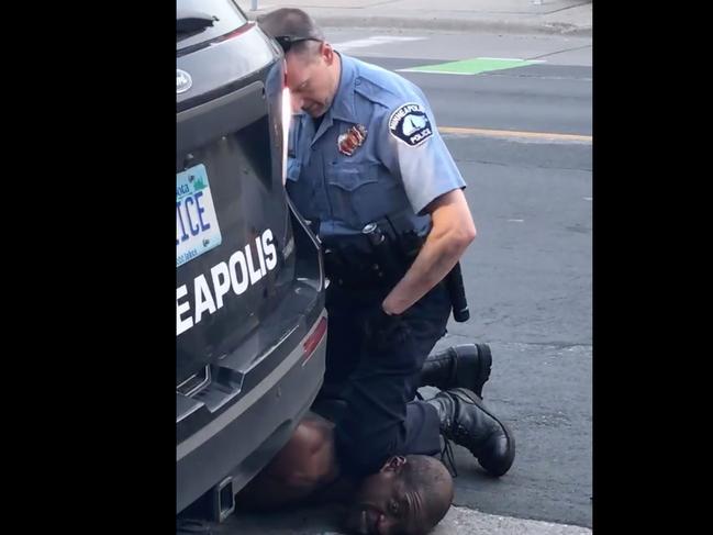 Derek Chauvin arresting George Floyd. Picture: AFP