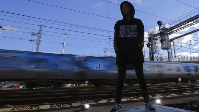 Teenage train surfer Scarlett has been risking her life for two years. Picture: Wayne Taylor