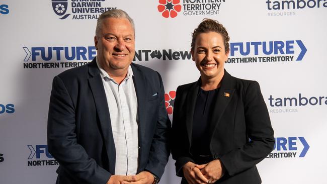 Sean Knights and Lia Finocchiaro at the NT News Futures Northern Territory forum 2024. Picture: Pema Tamang Pakhrin