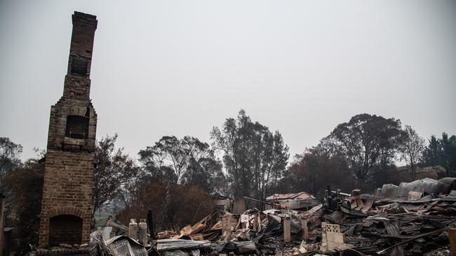 Bushfires swept through Cobargo on New Years Eve 2019 killing two people, and destroying several homes and businesses. Picture: James Gourley