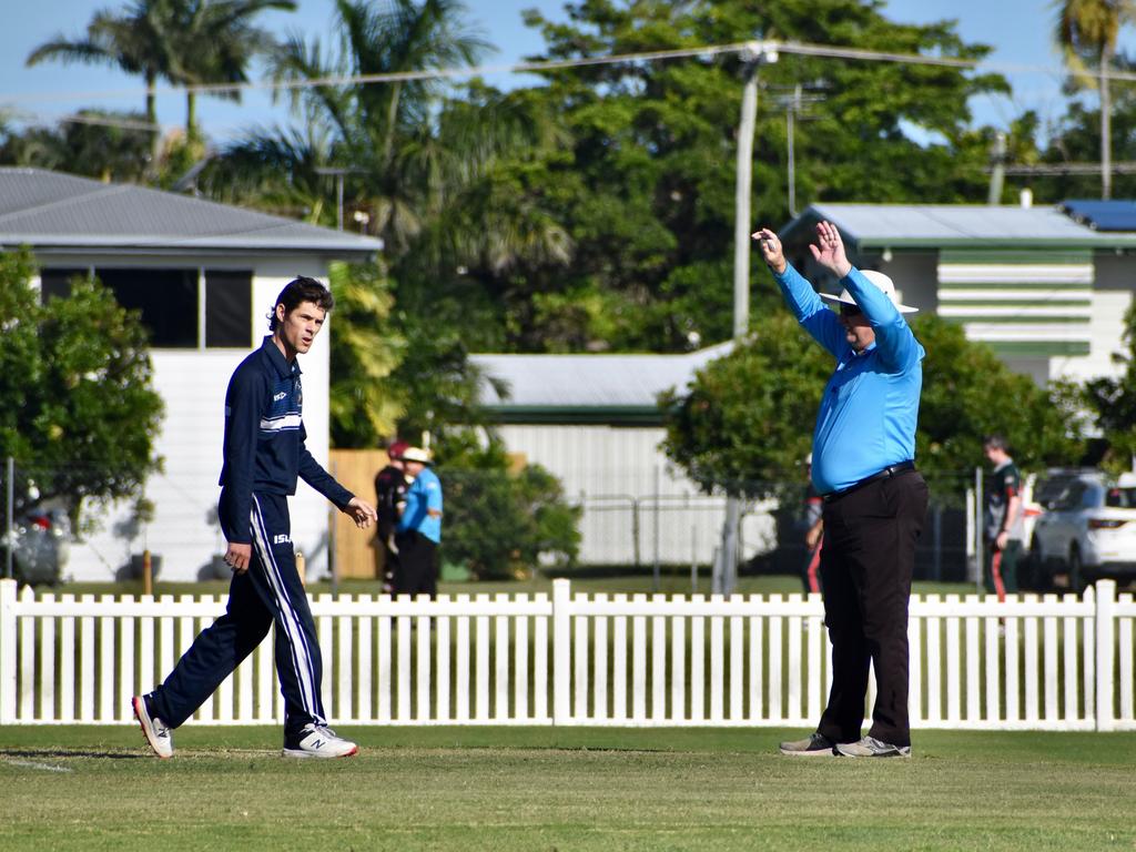 A six is signalled for the Norths Cricket Club against Brothers Cricket Club in the Mackay Cricket Association, January 15, 2022