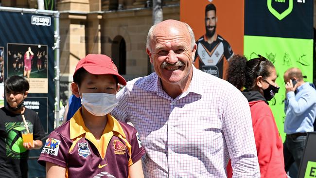 Wally Lewis poses with a fan. Picture: Getty Images