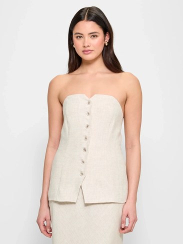 Lily Loves European Linen Button Front Corset Top. Picture: Target.