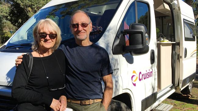 Retired Queenslanders Jo and Will Dickinson camping in Tasmania. Picture: SUSAN OONG.