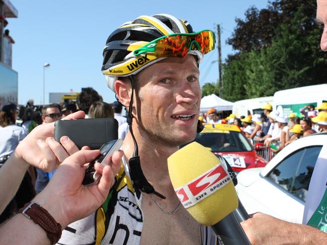 Cycling - Tour de France stage 5 - Epernay to Montargis. Australian Mark Renshaw tired after a long stage. Mark's extraordinary lead-out gave Mark Cavendish his first stage win of the tour.