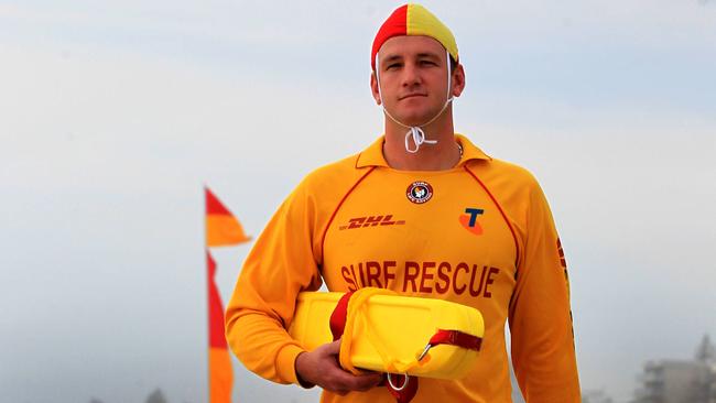 Gold Coast SLS Coordinator Nathan Fife pictured on Tugun beach getting ready for the start of the surf life saving patrols.