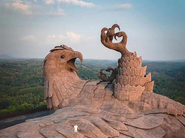 4/15Jatayu Earth's Center, India As the Hindu epic goes, Jatayu was a noble bird who lost a wing when recusing the abducted goddess Sita from the demon-king Ravana. As the vulture king tried to protect her, Ravana chopped off one of Jatayu’s wings where he fell on of a rock. In time, the rock got the name Jatayupara and this is where the monumental statue and recording-breaking bird sculpture is now built.LOCATION:
 Jatayu Nature Park Road, Kerala, India