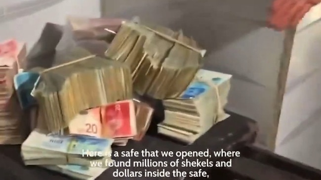 Millions of shekels were found in a safe inside Yahya Sinwar's bedroom. Picture: IDF.