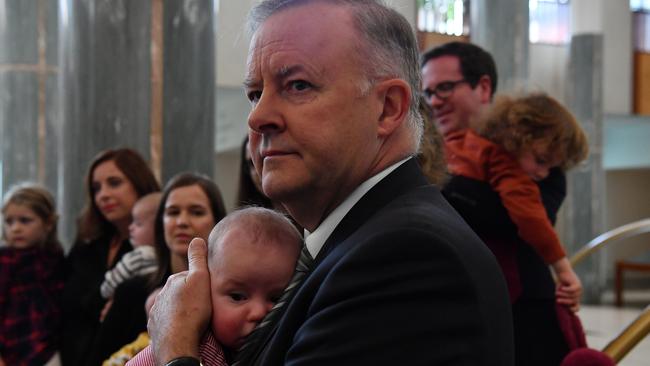 Leader of the Opposition Anthony Albanese responded to the assault claims as he attended an announcement on childcare today Picture: Sam Mooy/Getty Images