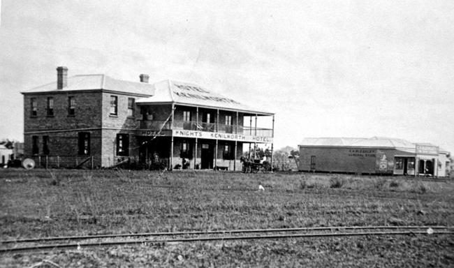 WATERING HOLE: In this early photograph, the Kenilworth Hotel is on the left. The building on the right was the one originally planned to be the hotel. It was used for many years as a general store and was destroyed by fire in 1960.