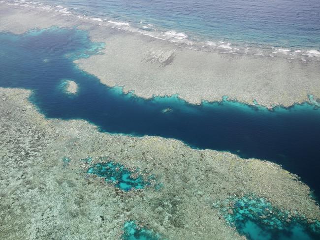 General, generic stock photo of coral bleaching on the Great Barrier Reef off the Far North Queensland coast. The photo was taken on March 20 from an Australian Maritime Safety Authority (AMSA) Domier 328 plane, commissioned by the Great Barrier Reef Marine Park Authority (GBRMPA) to survey the impact of coral bleaching on the northern Great Barrier Reef. PICTURE: BRENDAN RADKE