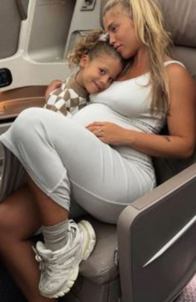 Tammy Hembrow, 27, who has since given birth to her third child, copped flak when she travelled to the Maldives at 32 weeks, in April. Picture: Instagram/TammyHembrow