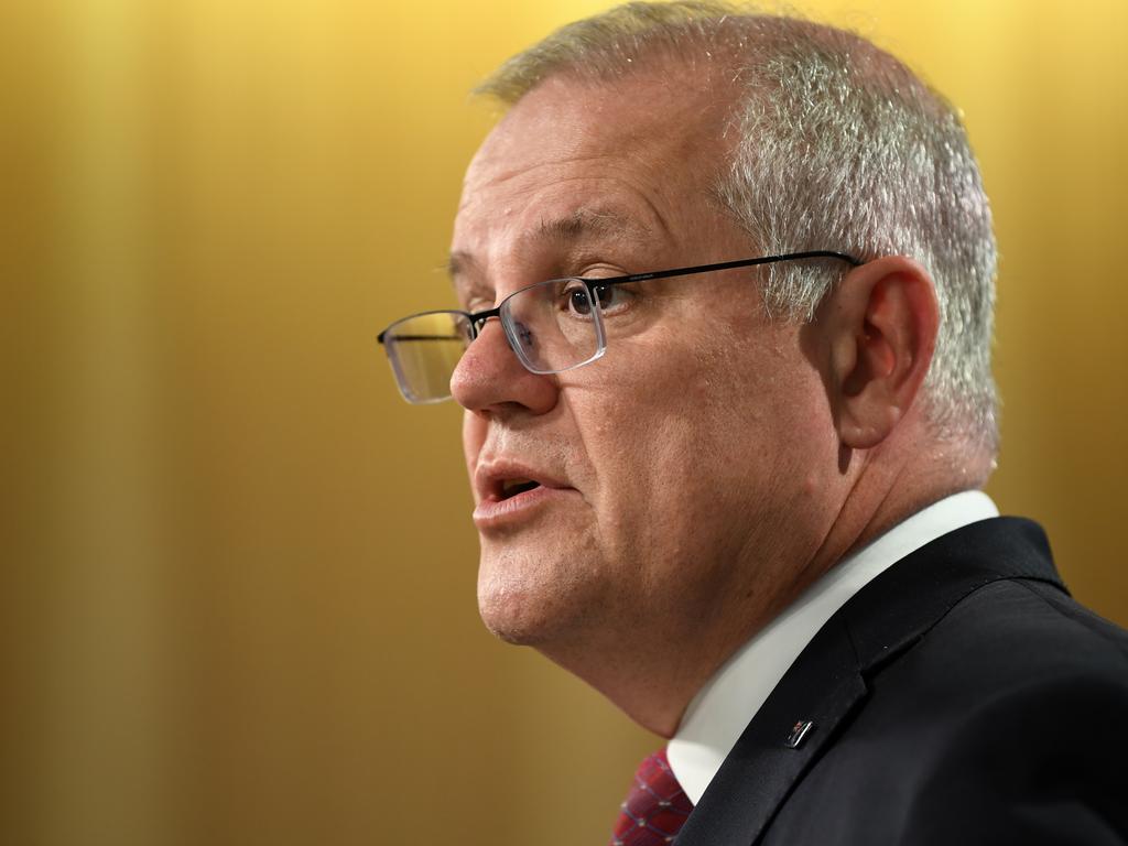 Prime Minister Scott Morrison speaks to media. Picture: NCA NewsWire/Joel Carrett