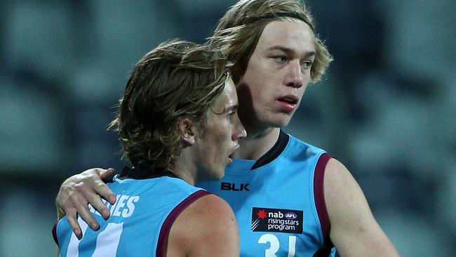 Todd Marshall celebrates a goal during the AFL Under 18 Championships. Picture: Mark Dadswell