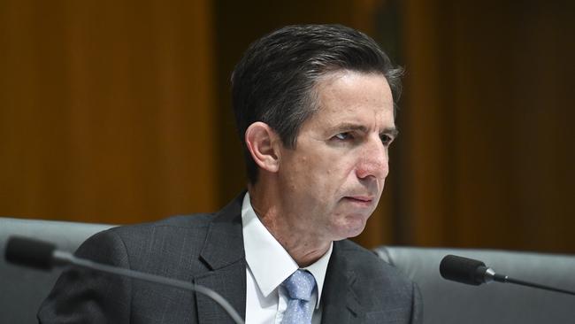 Senator Simon Birmingham says Wong’s statement puts ‘statehood before security’. Picture: NCA NewsWire / Martin Ollman